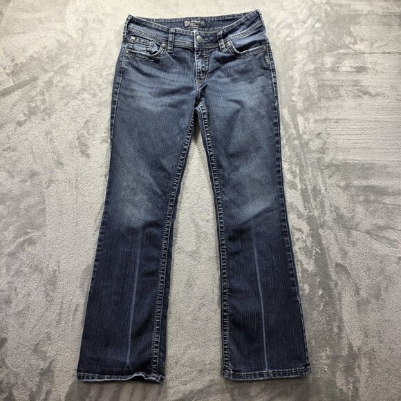 Silver Jeans Womens Size 31x32 Dark Wash Suki Surplus Bootcut Flap PocketCowgirl - Picture 2 of 12